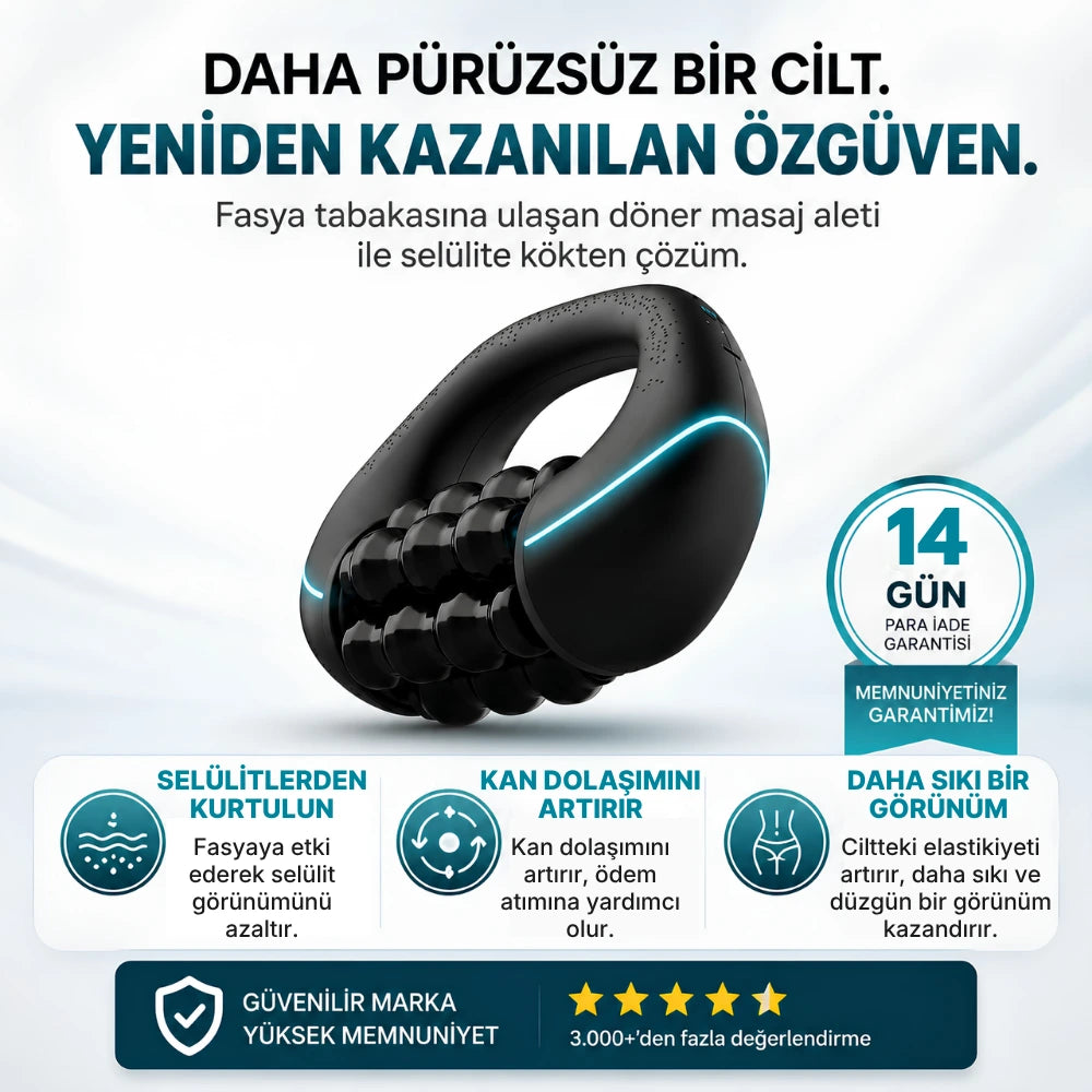 VELNORA™ Elektrikli Döner Masaj Aleti - Selülit Karşıtı, Vücut Sıkılaştırıcı ve Şekillendirici