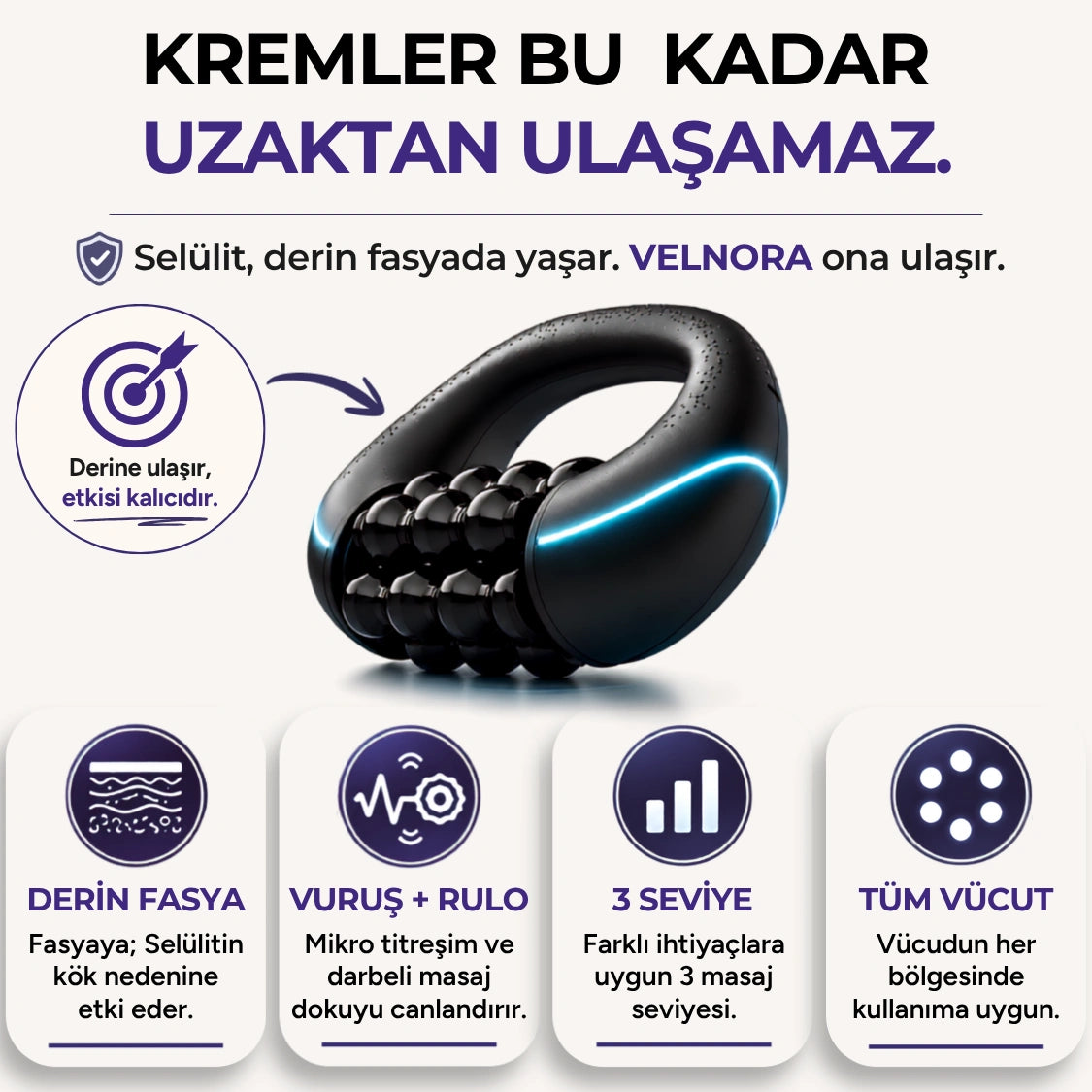 VELNORA™ Şarjlı Roller Masaj Aleti | Selülit Karşıtı, Vücut Sıkılaştırıcı ve Şekillendirici