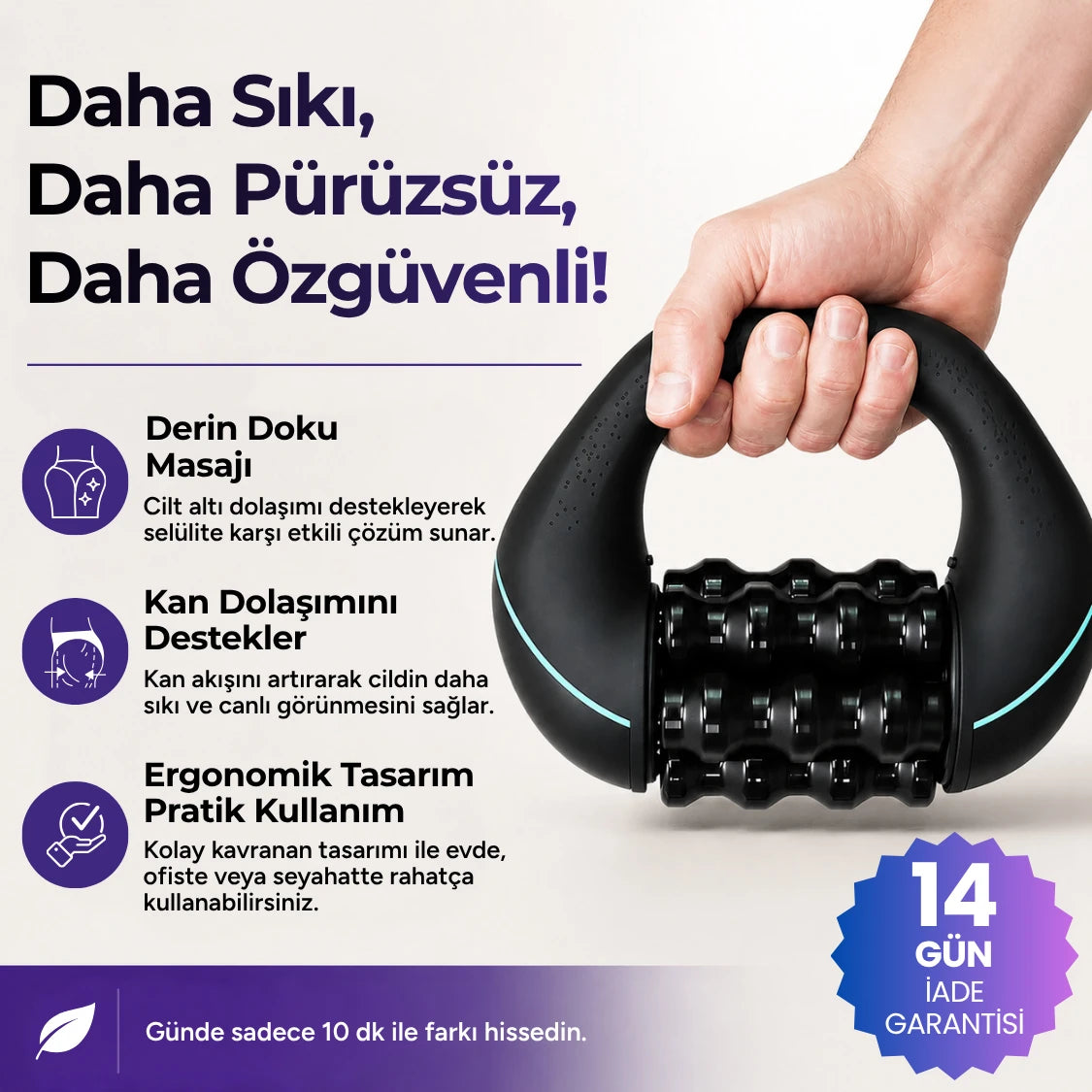 VELNORA™ Şarjlı Roller Masaj Aleti | Selülit Karşıtı, Vücut Sıkılaştırıcı ve Şekillendirici