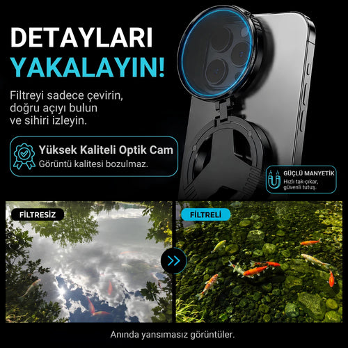 MagWink 52mm Polarize Telefon Kamera Lensi | Yansıma Önleyici