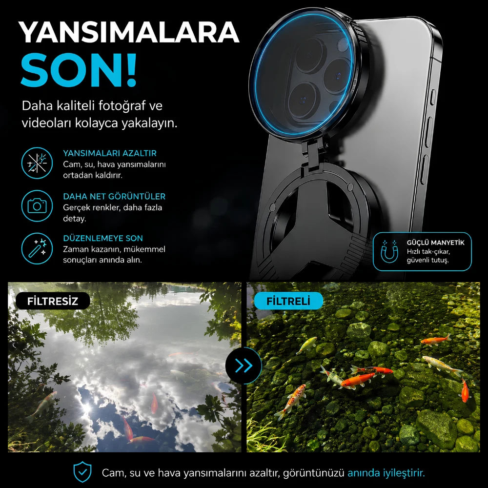 MagWink 52mm Polarize Telefon Kamera Lensi | Yansıma Önleyici