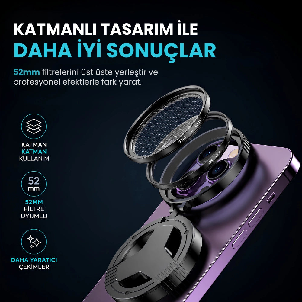 MagWink 52mm Polarize Telefon Kamera Lensi | Yansıma Önleyici