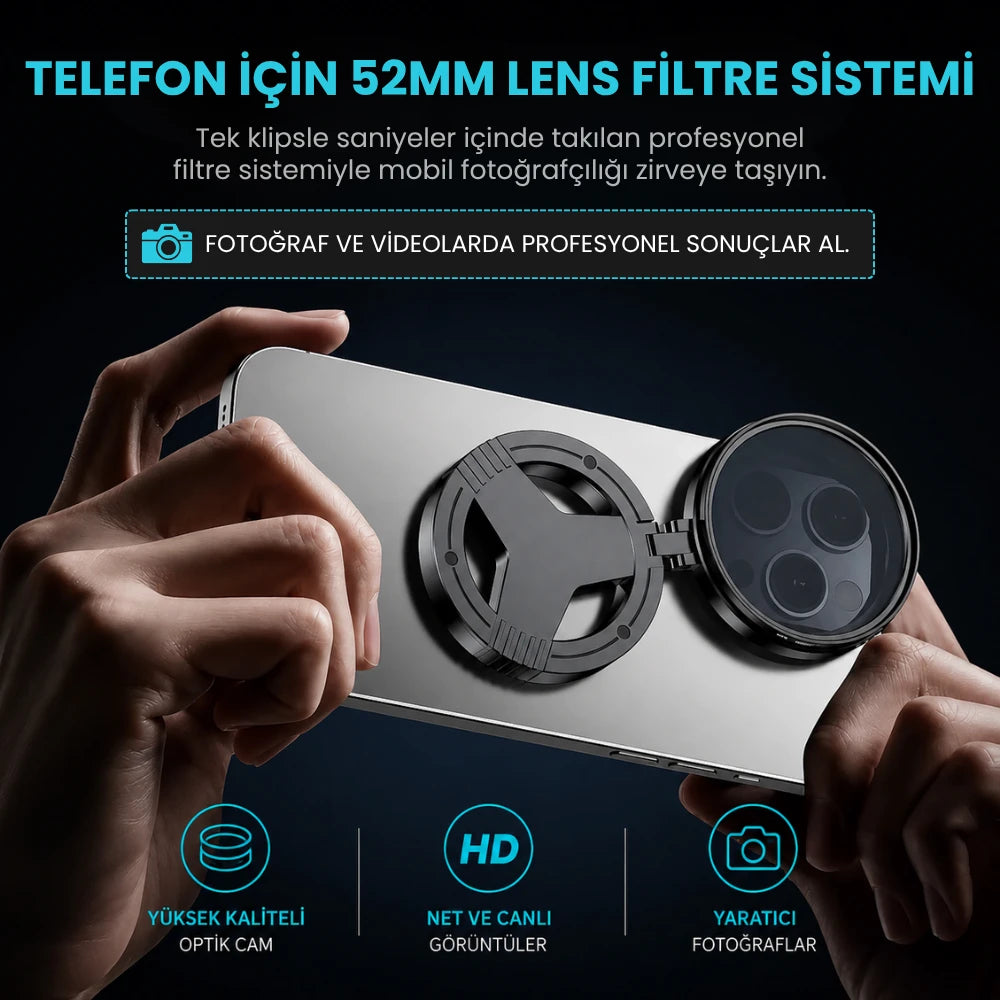 MagWink 52mm Polarize Telefon Kamera Lensi | Yansıma Önleyici
